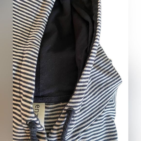 Enza hooded sweatshirt with pull string striped White and Navy Size L (Large) - Picture 9 of 10